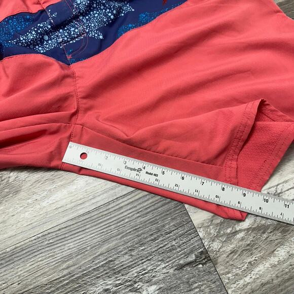 Vineyard Vines Sharks Coral Pink Blue Mens 40 Diamond Textured Swim Board Shorts - Picture 8 of 11